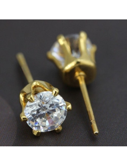 PENDIENTES TIPO CHATÓN UNISEX, ACERO Y ORO 18 KILATES