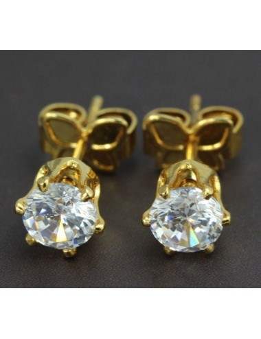 PENDIENTES TIPO CHATÓN UNISEX, ACERO Y ORO 18 KILATES