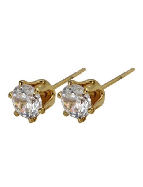 PENDIENTES TIPO CHATÓN UNISEX, ACERO Y ORO 18 KILATES