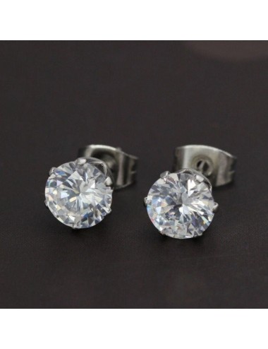 PENDIENTES TIPO CHATÓN UNISEX, ACERO Y ORO 18 KILATES