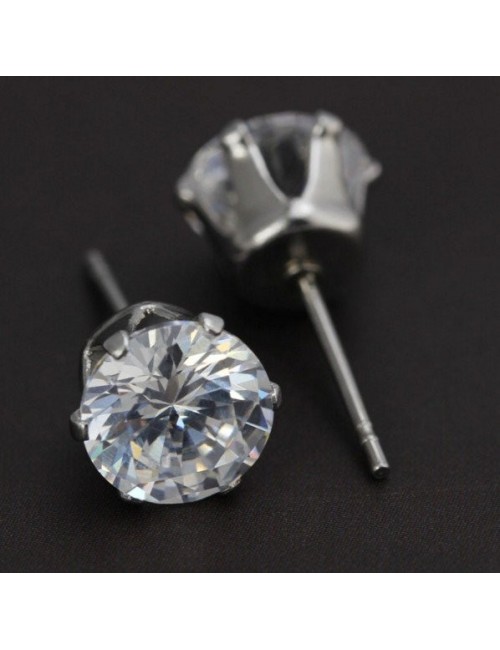 PENDIENTES TIPO CHATÓN UNISEX, ACERO Y ORO 18 KILATES