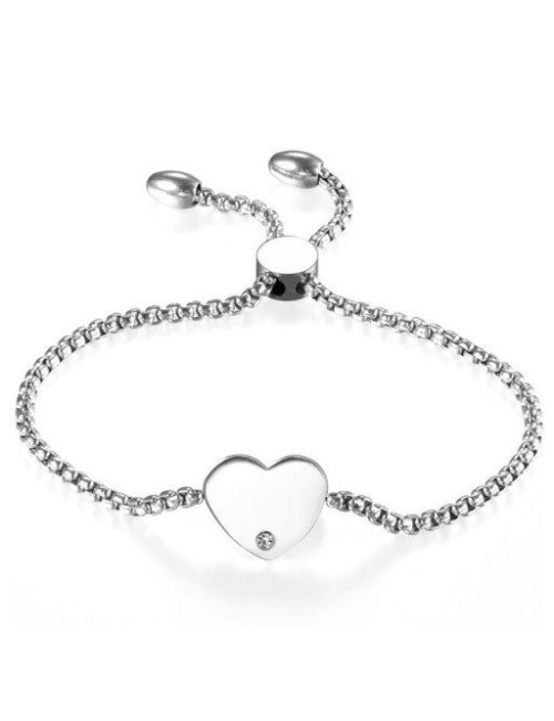 PULSERA ACERO CON CORAZÓN PARA GRABAR