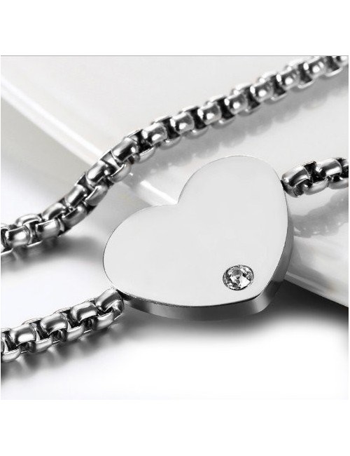 PULSERA ACERO CON CORAZÓN PARA GRABAR