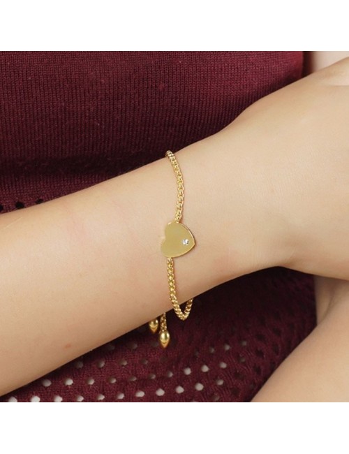 PULSERA ACERO CON CORAZÓN PARA GRABAR