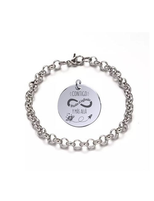 PULSERA ROLO ACERO (SE PUEDEN AÑADIR CHAPAS GRABADAS)