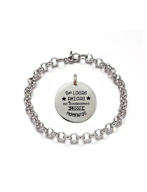 PULSERA ROLO ACERO (SE PUEDEN AÑADIR CHAPAS GRABADAS)