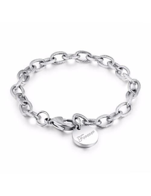 PULSERA ACERO CON CHAPA "FOREVER" (SE GRABA)