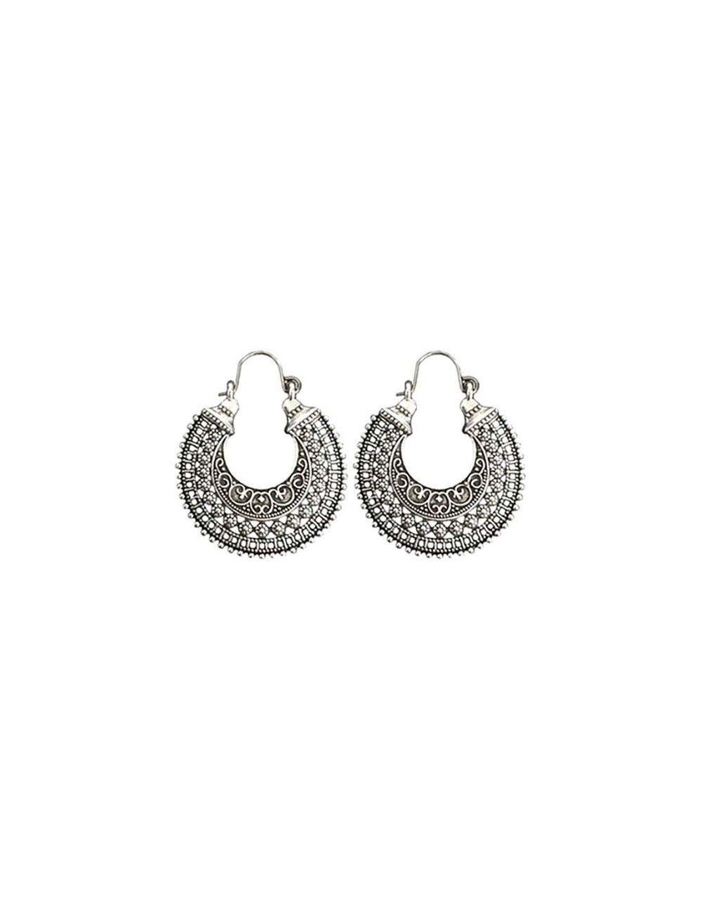 PENDIENTES BOHO PLATA TIBETANA