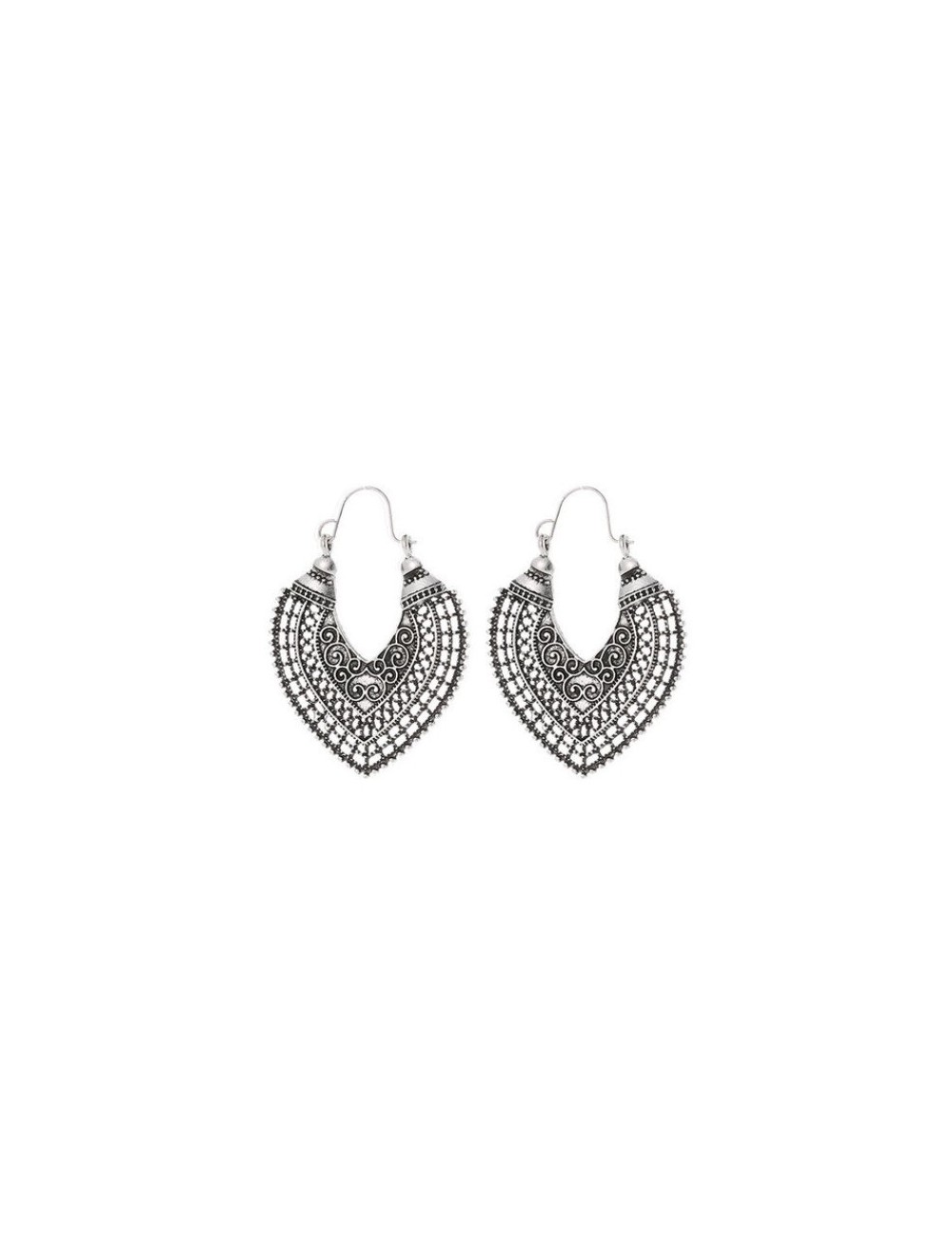 PENDIENTES BOHO PLATA TIBETANA