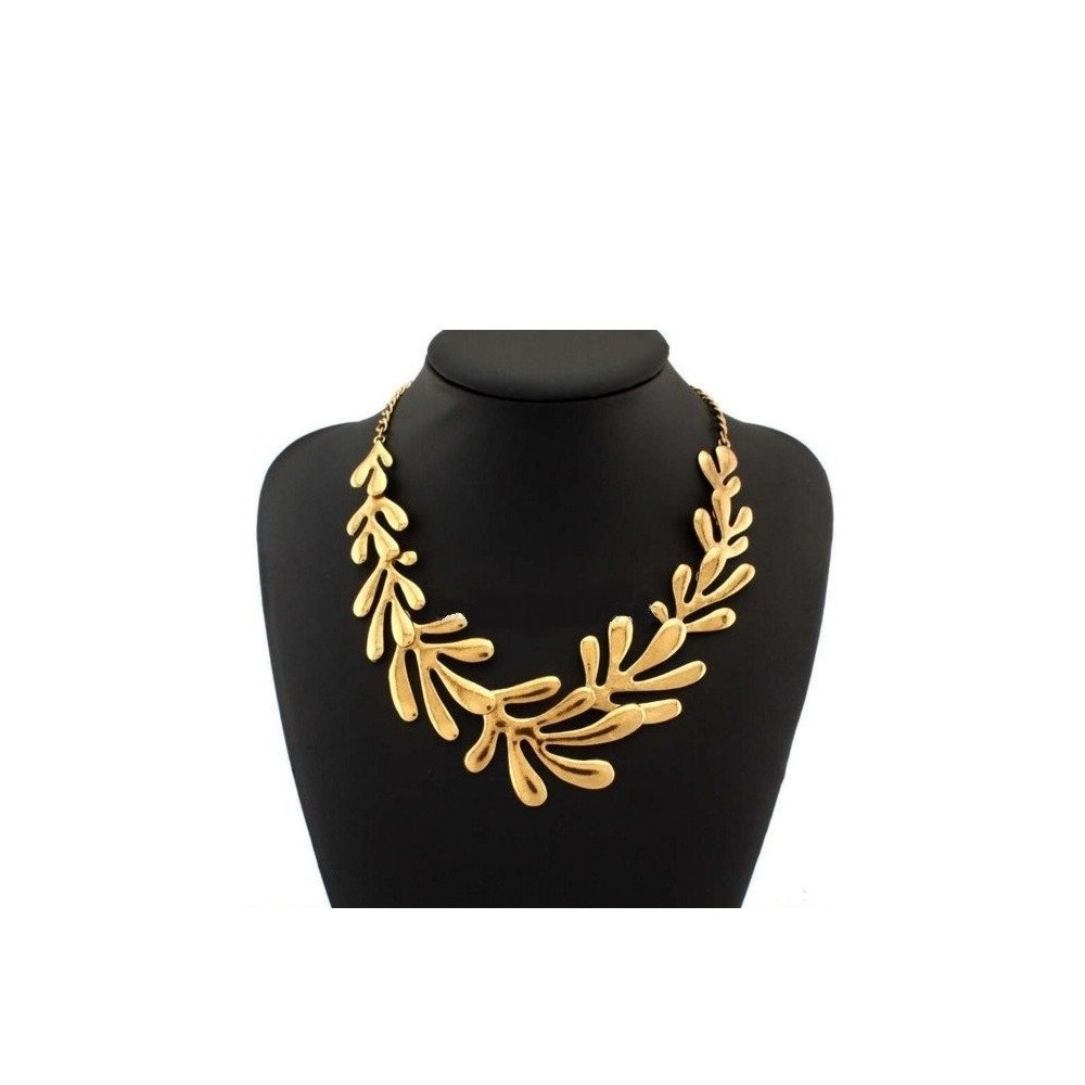 Collar gargantilla de zamak dorado o plateado, pétalos, ETNIA