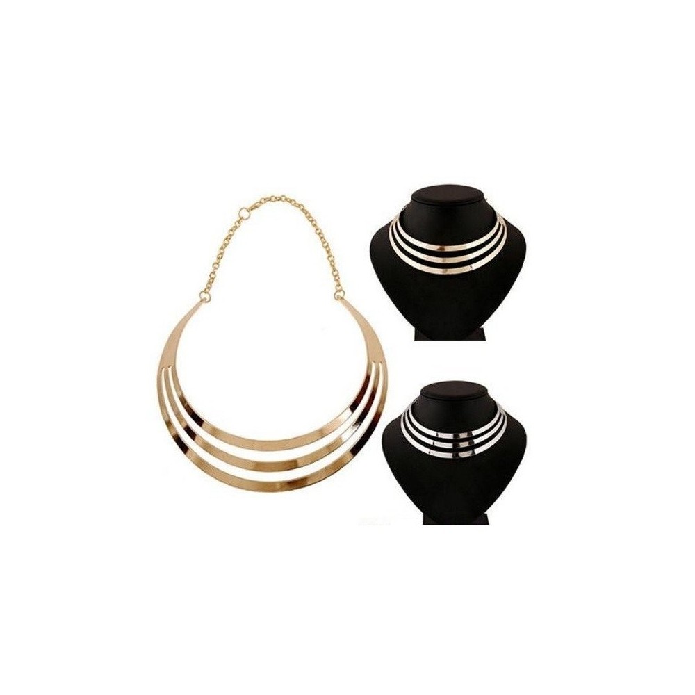 Collar gargantilla de zamak dorado o plateado, ETNIA