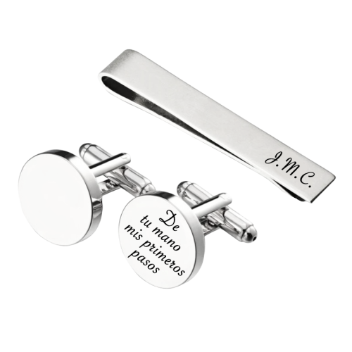 CONJUNTO DE GEMELOS Y PISACORBATAS PERSONALIZADOS