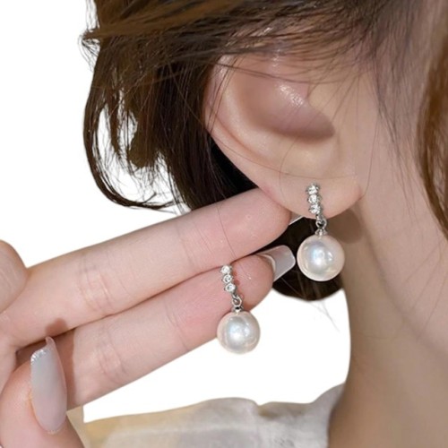 PENDIENTES PERLAS SEMI RÍGIDOS CON CIRCONITAS