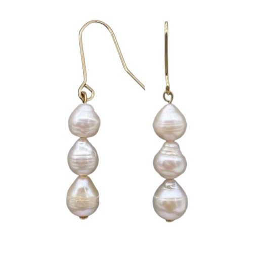 PENDIENTES LARGOS CON PERLAS EN CASCADA