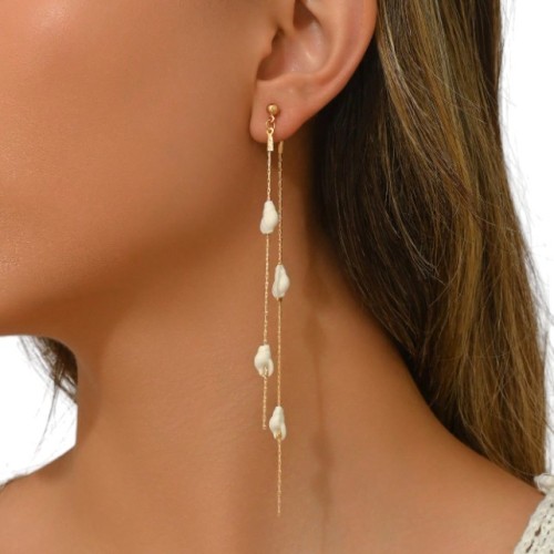PENDIENTES LARGOS BOHO CON CARACOLAS MARINAS