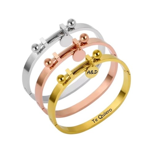 PULSERA RÍGIDA CON MINI CHAPITA PARA GRABAR