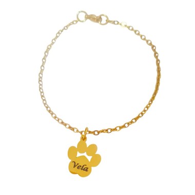 pulsera con huella de perro personalizada acero y oro