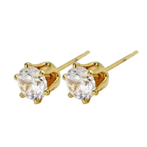 PENDIENTES TIPO CHATÓN UNISEX, ACERO Y ORO 18 KILATES