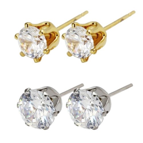 pendientes chatón acero y oro pendientes chatón acero y oro