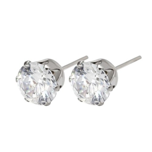 PENDIENTES TIPO CHATÓN UNISEX, ACERO Y ORO 18 KILATES