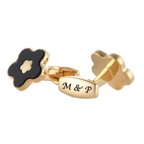 GEMELOS DORADOS DE DISEÑO FLOR PERSONALIZADOS